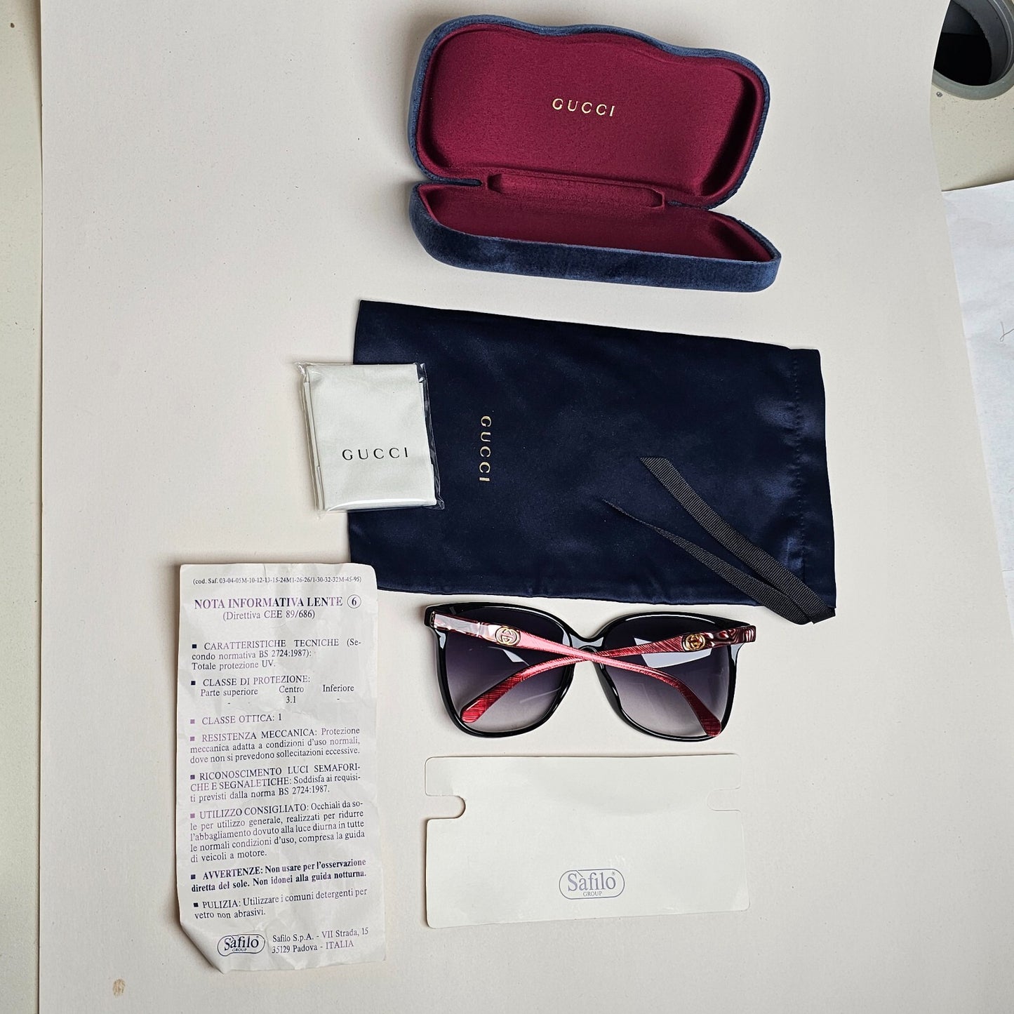 Gucci Sunglasses 1993 Dark Red Bordo Square Grey GG 2106/S 29G 62mm 200225