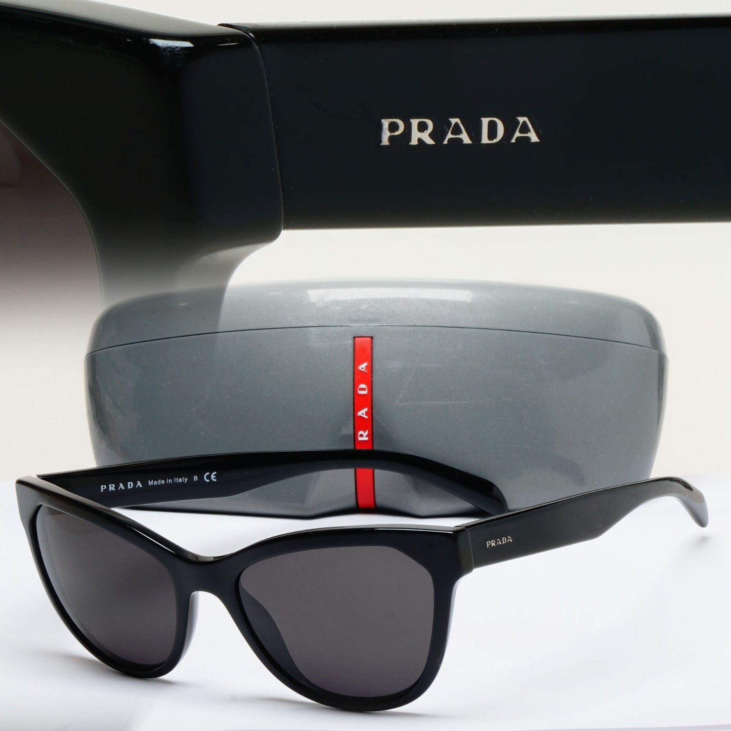Prada Sunglasses 2015 Black Cat Eye Square PR15VS SPR 15V 1AB-5S0 56mm 100325