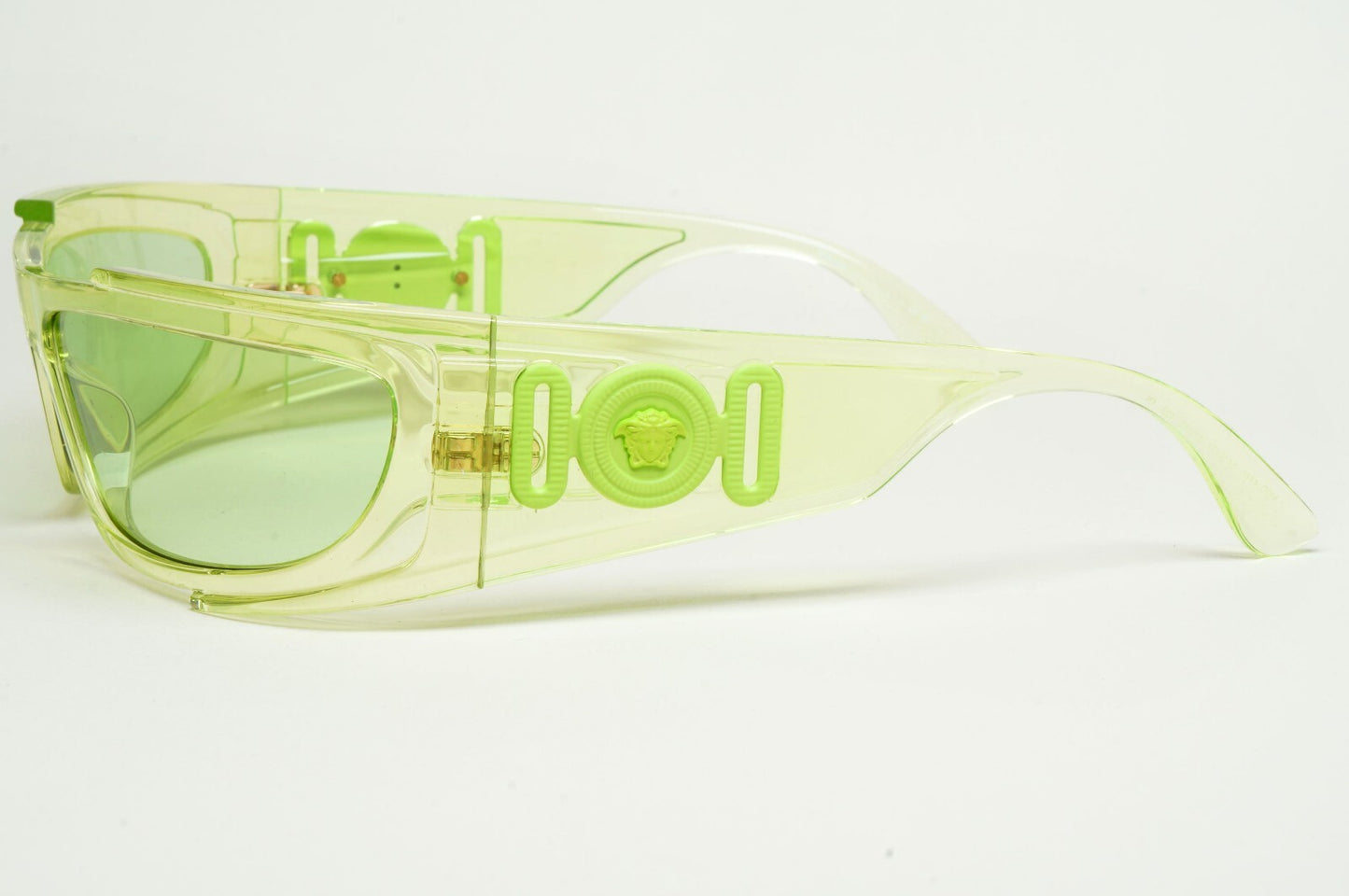 Versace Sunglasses Unisex Wrap Gold Medusa Transparent Green MOD VE 4446 5413/7