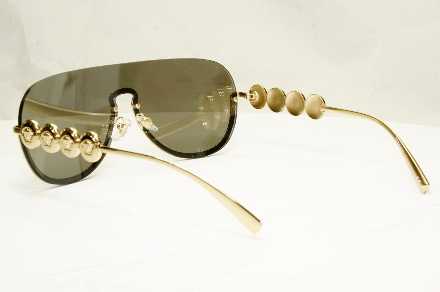 Versace Sunglasses Gold Silver Mirror Medusa Shield Unisex MOD VE 2215 1252/6G