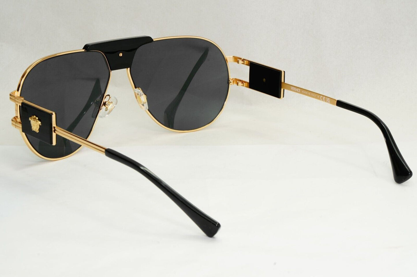 Versace Sunglasses Gold Black Grey Metal Pilot MOD VE 2252 1002/87 63mm