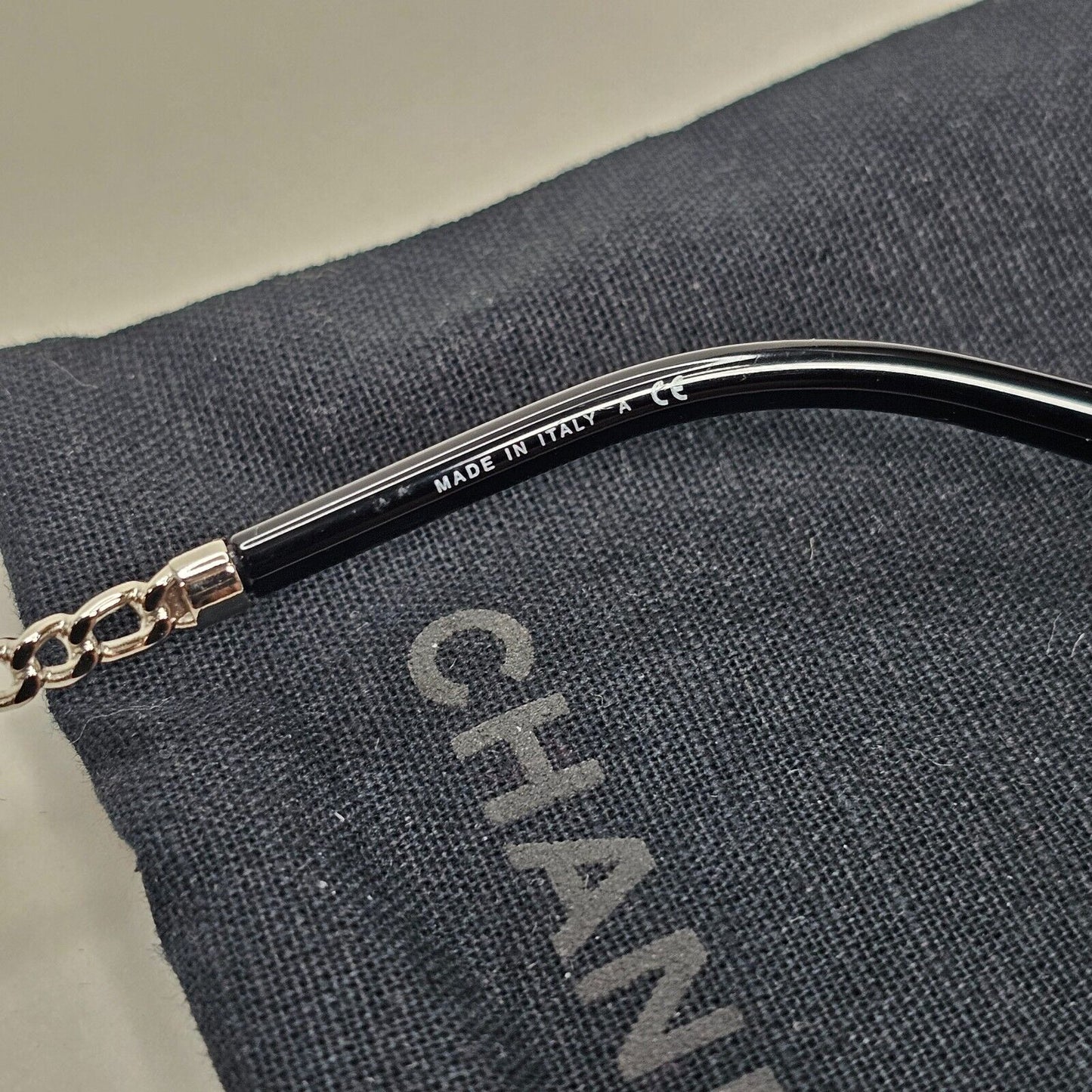 Chanel Sunglasses Chain Round Rimless Metal Silver Blue CH 4245 c.124/80