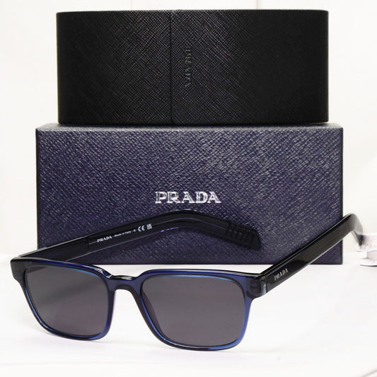 Prada Sunglasses Dark Blue Transparent Black Square PR15WV VPR 15W 08Q-1O1 53mm