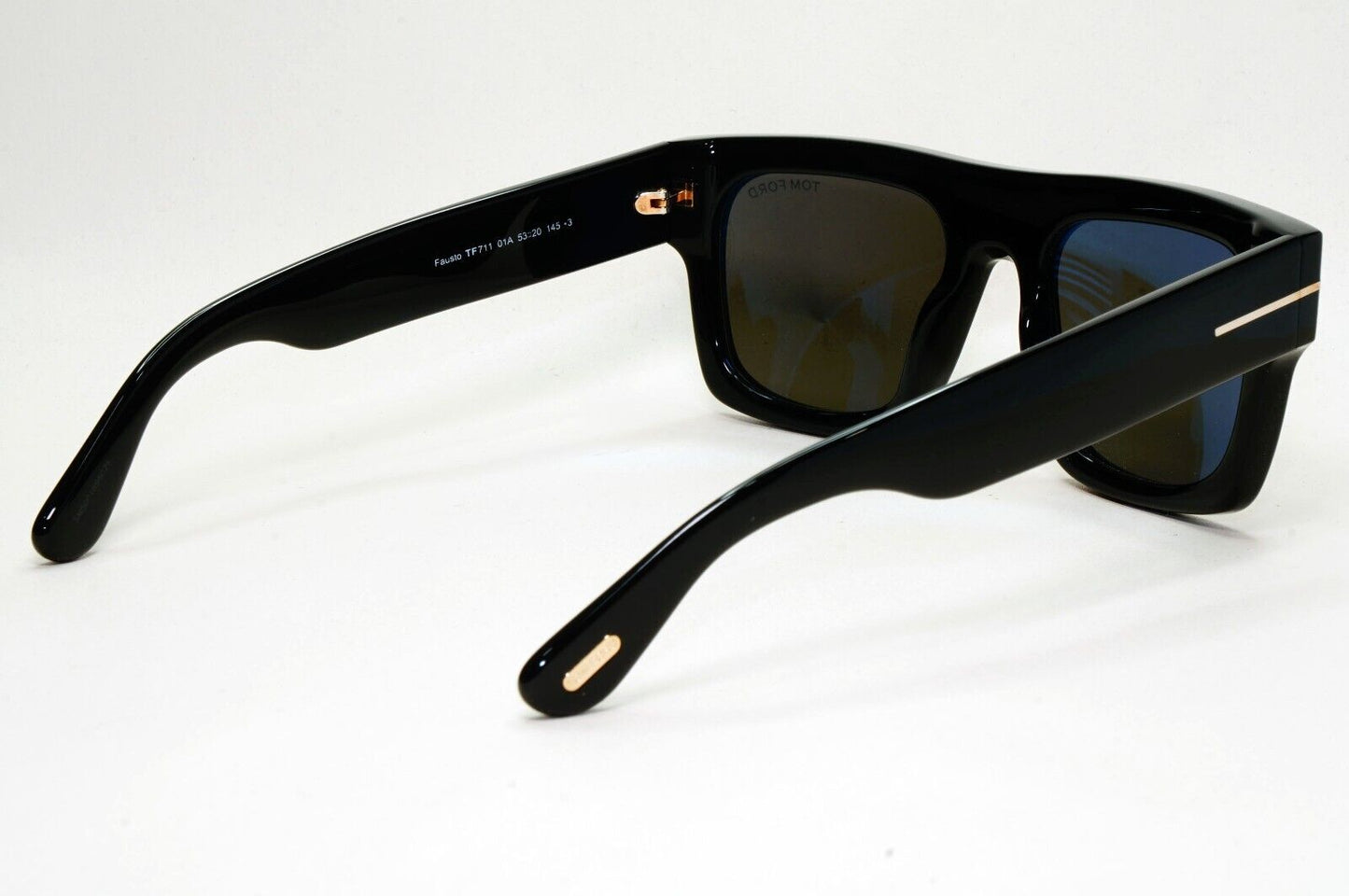 Tom Ford Sunglasses Fausto Black Glossy Square Thick Rim Heavy TF 711 FT0711 01A