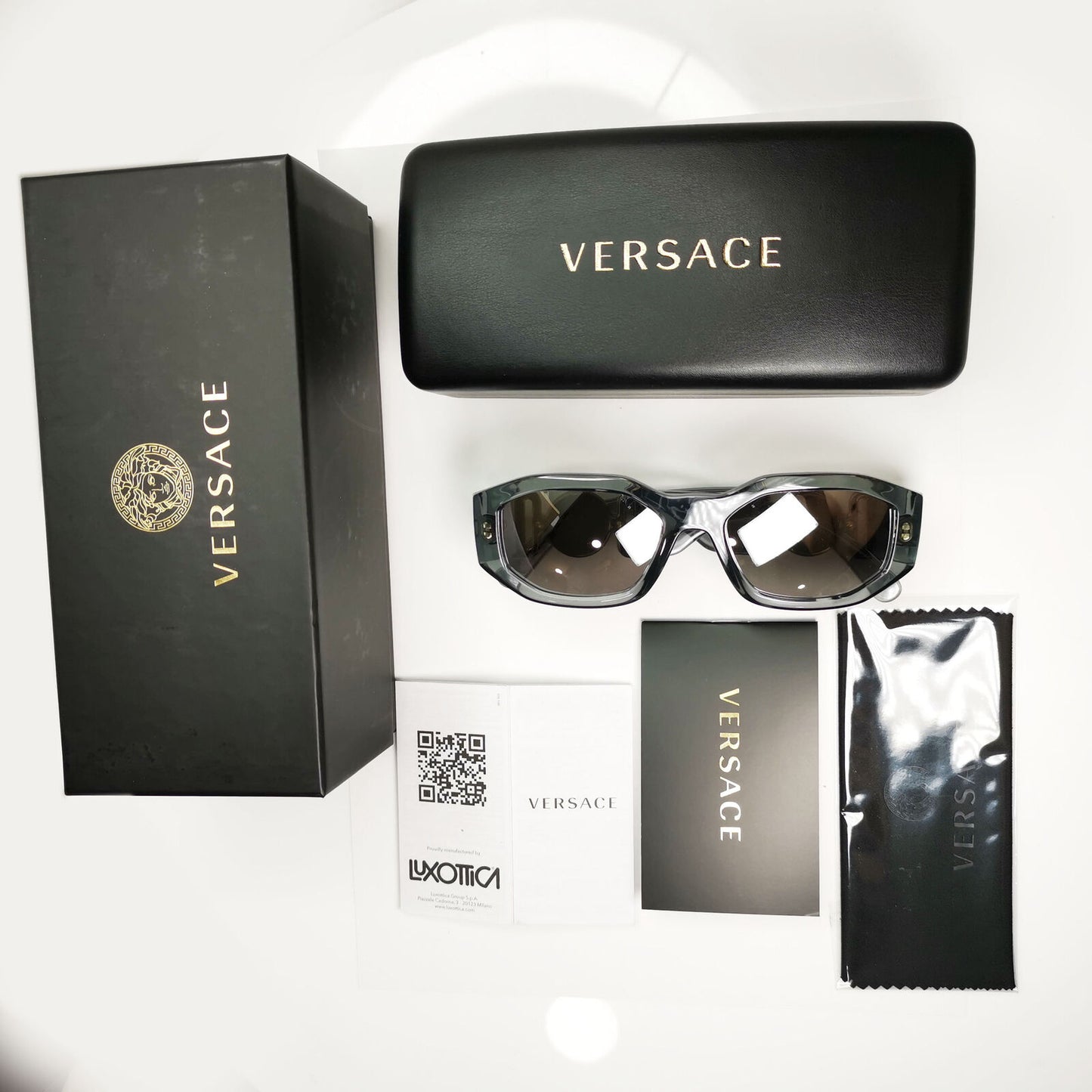 Versace Gold Medusa Sunglasses Grey Crystal Mirror Transparent Clear 4361 311/6G