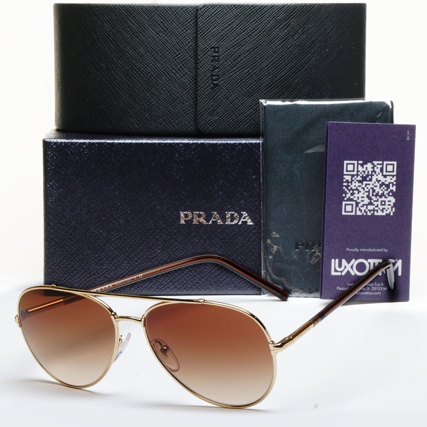 Prada Sunglasses Unisex Pilot Small Gold Brown PR66XS SPR 66X ZVN-6S1 57mm
