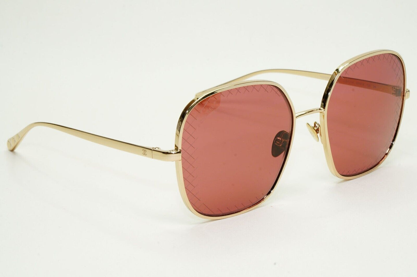 Chanel Sunglasses Gold Red Square Metal Large 4252 c.395/0H 57mm