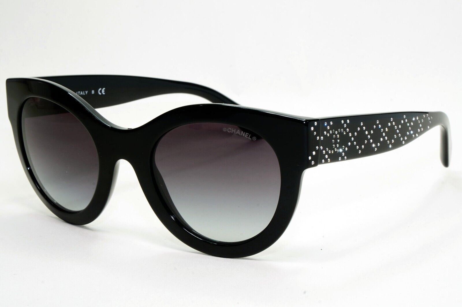 Chanel Sunglasses Black Diamante Rhinestone Square Large 5420-B c.501/S6 51mm