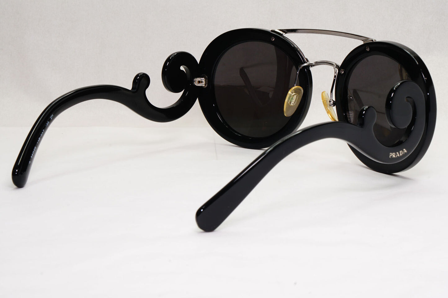 Prada Sunglasses Baroque Swirl Bridge Black Round PR13SS SPR 13S 1AB-0A7 120124