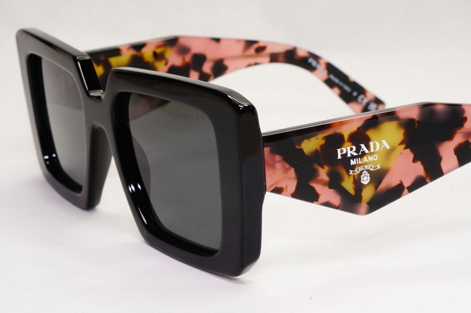 Prada Sunglasses Symbole Oversized Black Pink Tortoise PR23YS SPR 23Y 1AB-5S0