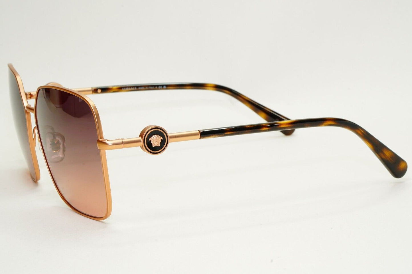 Versace Sunglasses Gold Brown Gradient Matte Square Medusa MOD VE 2227 1466/G9