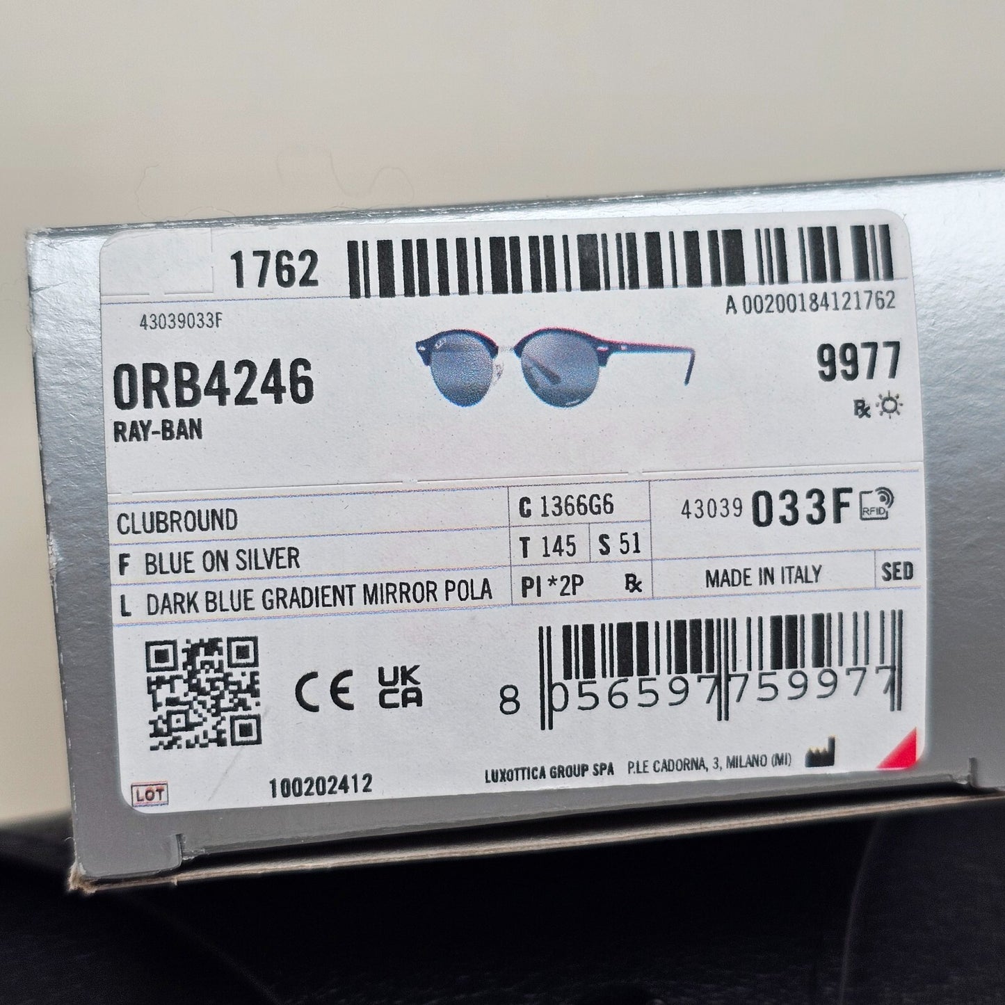 Ray-Ban Sunglasses Clubround Polarised Blue Chromance Mirror RB 3016 1366/G6