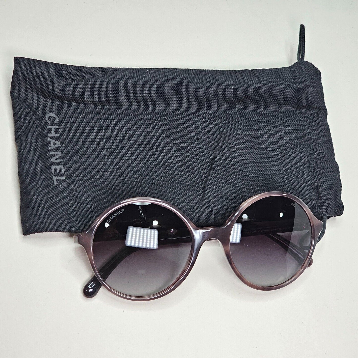 Chanel Sunglasses Pearl Brown Tortoiseshell Grey Gradient Round 5391-H c.1641/S6