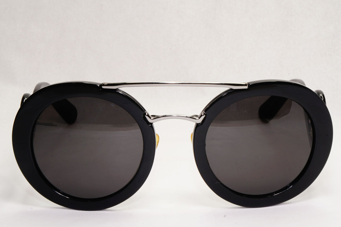 Prada Sunglasses Baroque Swirl Bridge Black Round PR13SS SPR 13S 1AB-0A7 120124