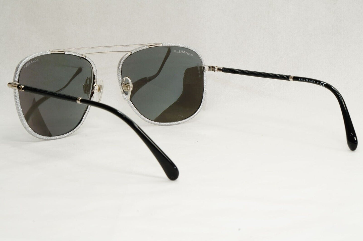 Chanel Sunglasses Silver Mirror Grey Black Pilot 4230-Q c.124/Z6 200324