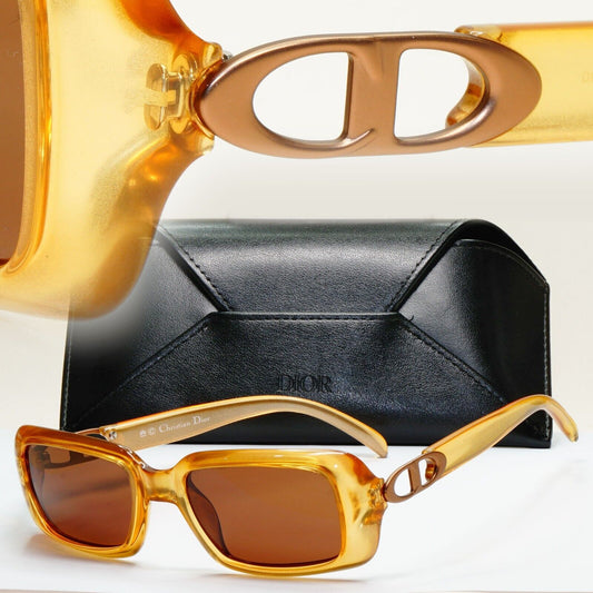 Dior Sunglasses 1999 Vintage Brown Honey Transparent Cour Carree 46P 51mm 151024