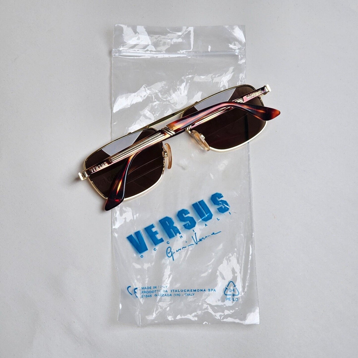 Versus Sunglasses 1996 by Gianni Versace Vintage Navigator Brown MOD F04 COL 32M