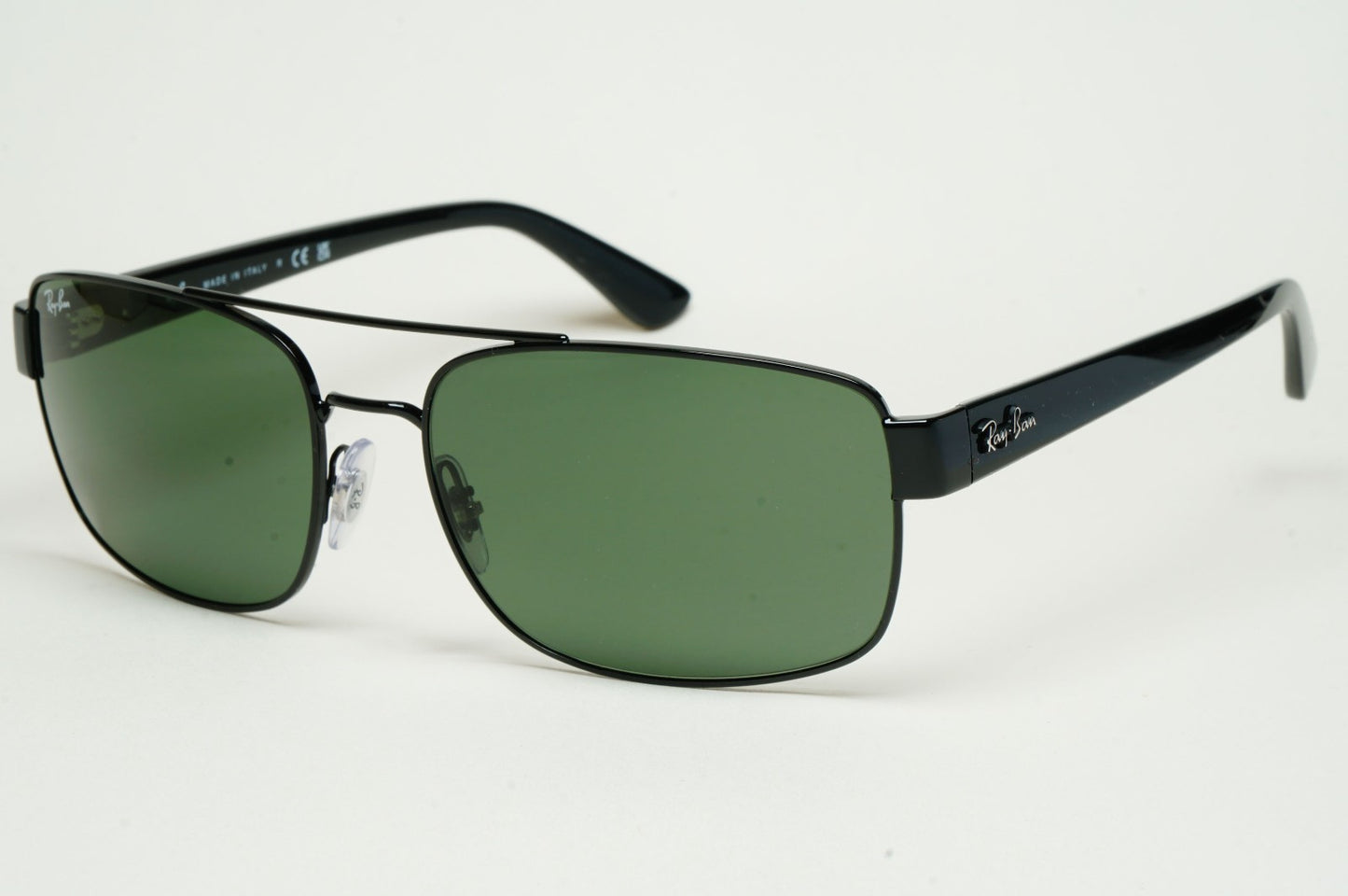 Ray-Ban Sunglasses Black Green Square Pilot Navigator RB 3687 002/31 61mm