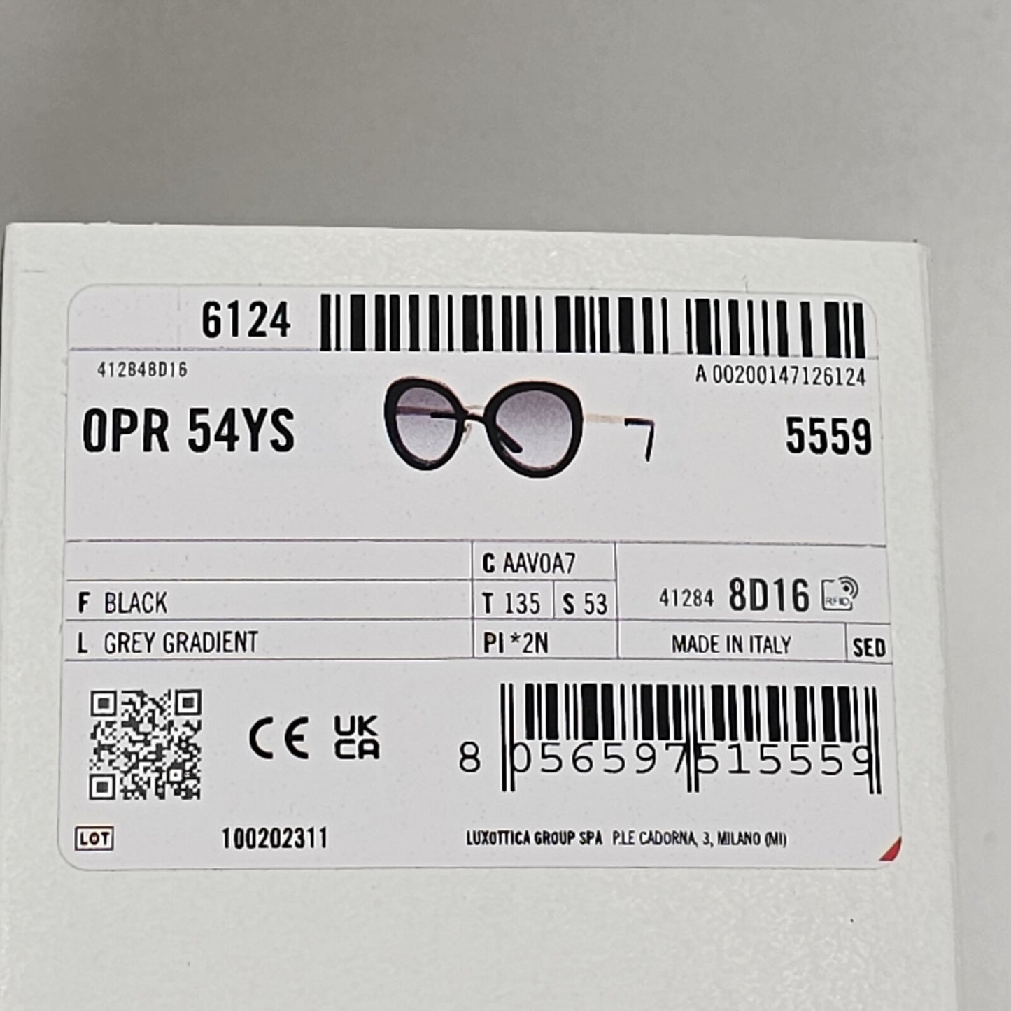Prada Sunglasses Black Gold Grey Gradient Round PR54YS SPR 54Y AAV-0A7 54mm
