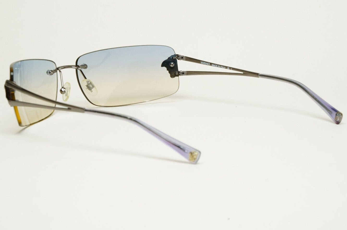 Versace Sunglasses 2002 Vintage Rimless Gunmetal Blue MOD N40 COL 89M/538 290125
