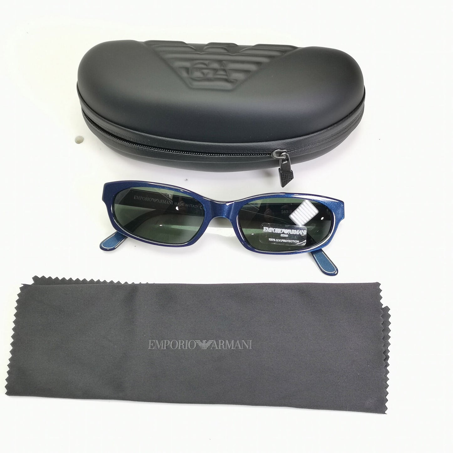 Emporio Armani 1999 Vintage Mens Womens Sunglasses Blue Rectangle 563 246 34387
