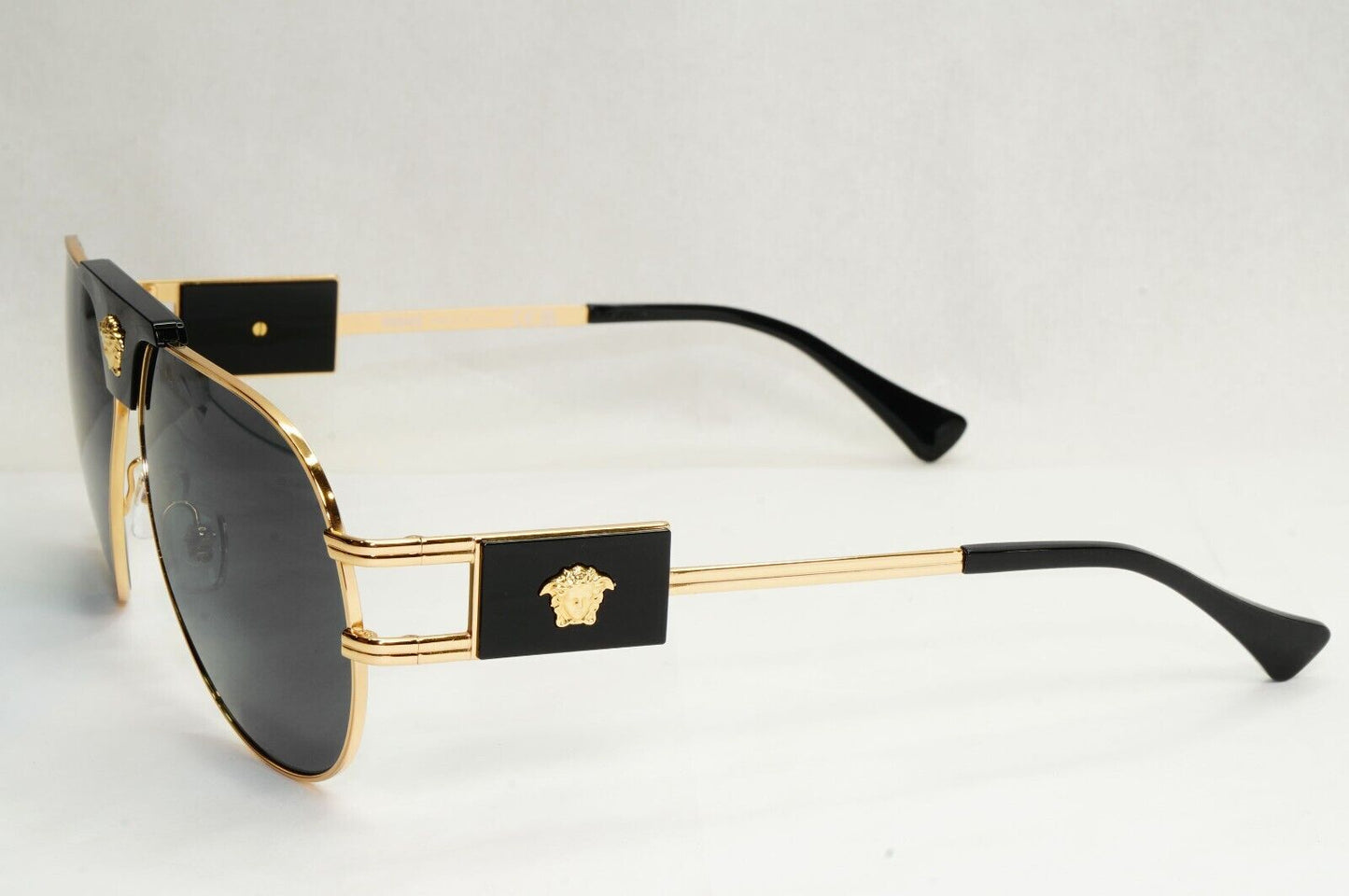 Versace Sunglasses Gold Black Grey Metal Pilot MOD VE 2252 1002/87 63mm