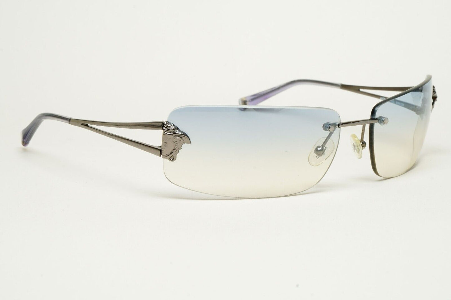 Versace Sunglasses 2002 Vintage Rimless Gunmetal Blue MOD N40 COL 89M/538 290125