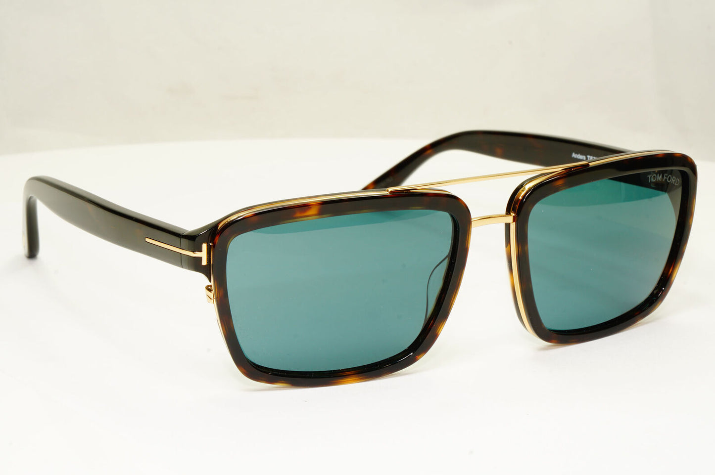 Authentic Tom Ford Mens Gold Square Brown Green Sunglasses Anders TF 780 52N