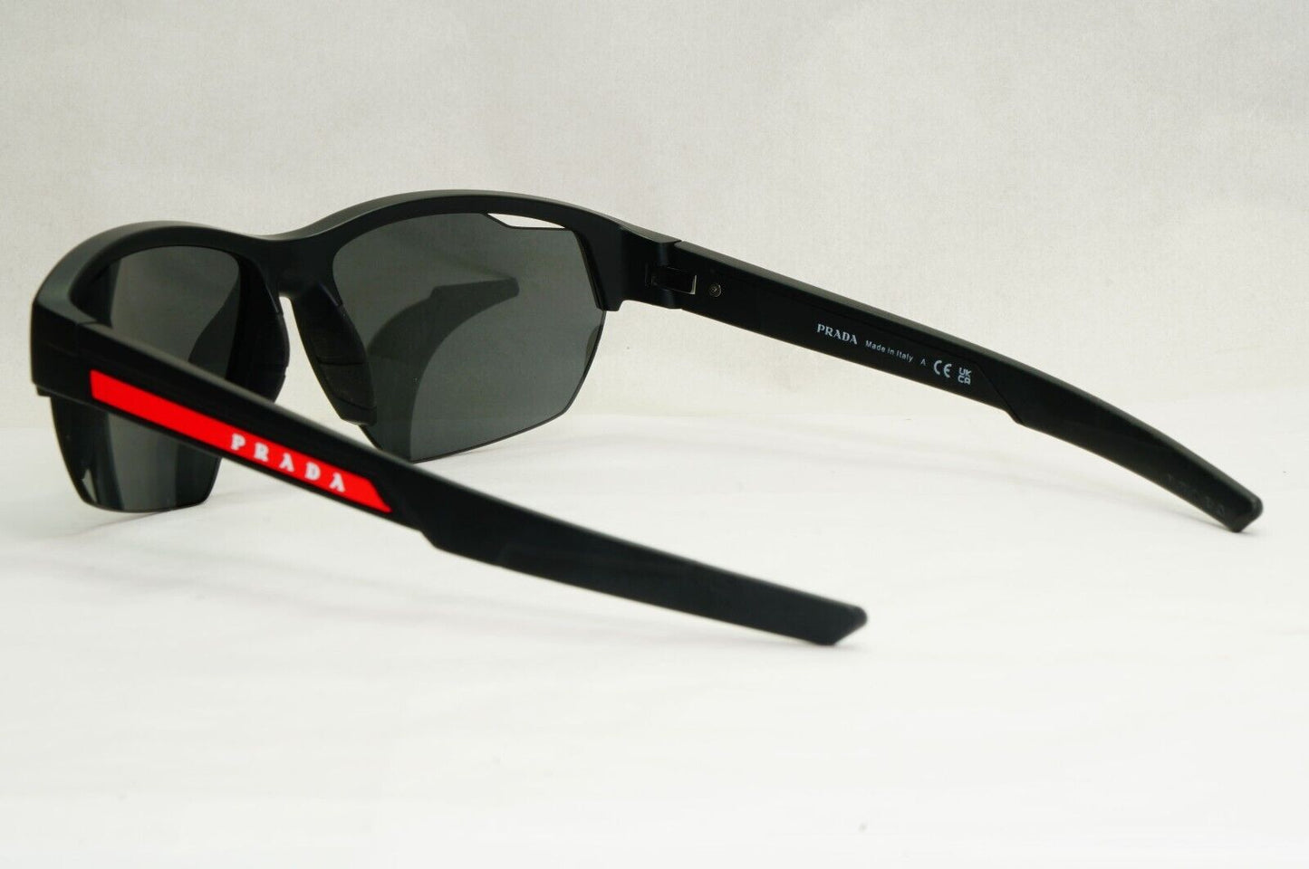 Prada Sunglasses Black Matte Wrap Grey Lens Vents PS03YS SPS 03Y 1BO-06F 64mm