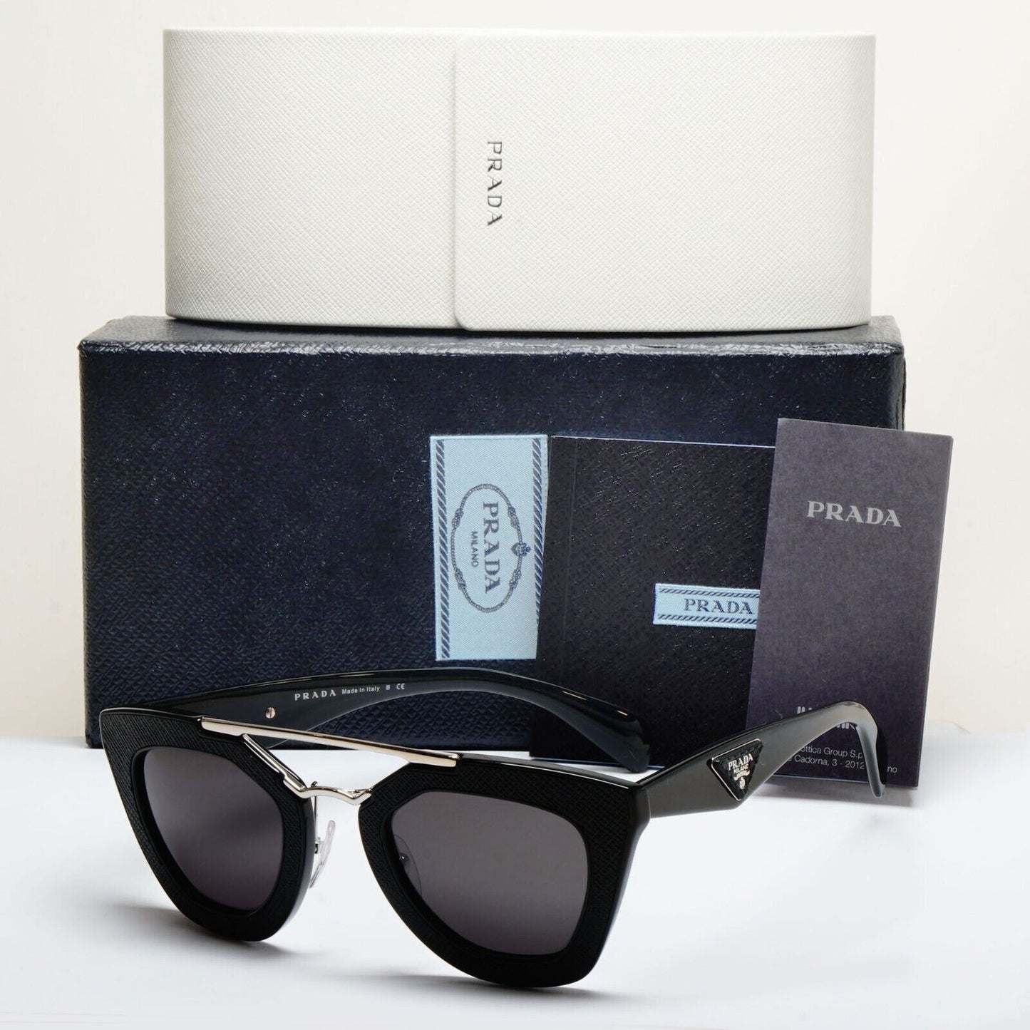 Prada Black Cinema Saffiano Leather Sunglasses PR14SS SPR 14S 1AB-0A7 151124