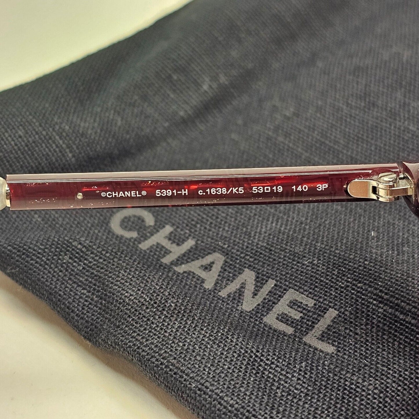 Chanel Sunglasses Pearl Polarized Dark Red Burgundy Round 5391-H c.1638/K5