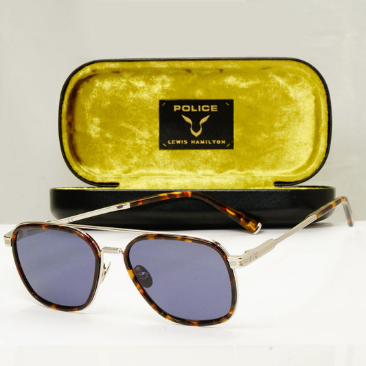 Police Lewis Hamilton F1 Sunglasses Blue Brown Silver Square SPL C49 COL 04BL