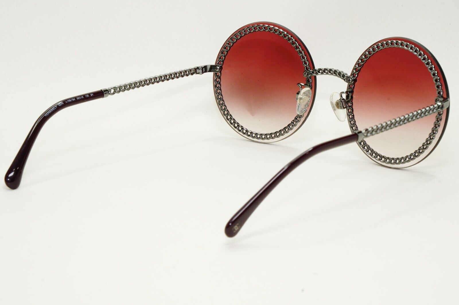 Chanel Sunglasses Chain Round Rimless Metal Gunmetal Pink Gradient 4245 c.108/3M