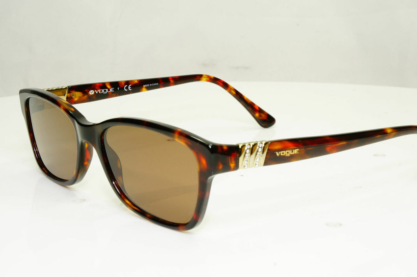 Vogue Tortoiseshell Brown Sunglasses Crystal Gold Rectangle 2765 W656 33498