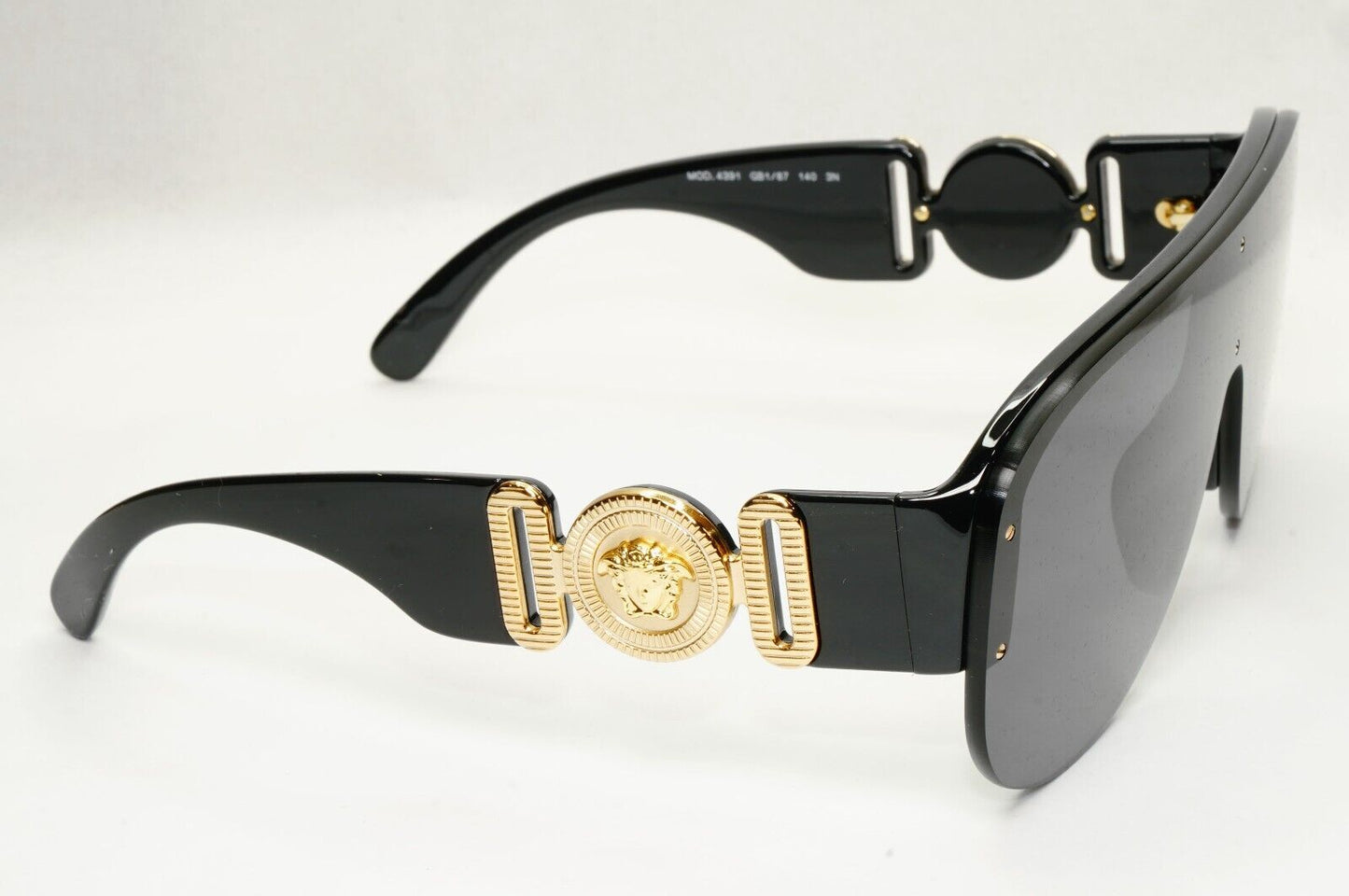 Versace Sunglasses Black Gold Shield Pilot Medusa Biggie MOD VE 4391 GB1/87