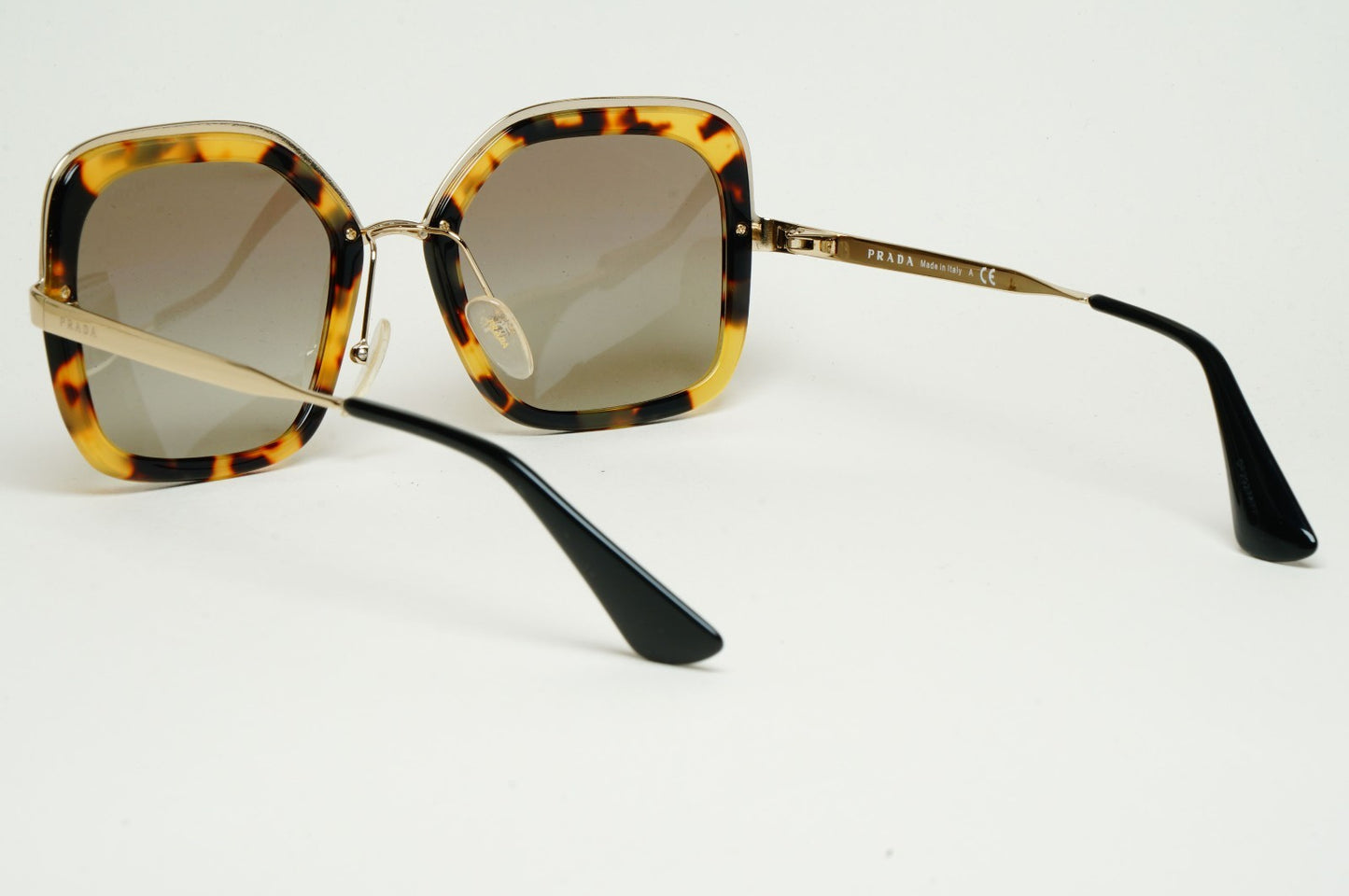 Prada Sunglasses Gold Brown Tortoise Grey Square PR57US SPR 57U 7S0-5O2