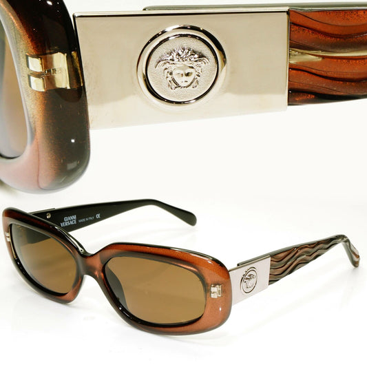 Gianni Versace 1996 Unisex Vintage Brown Medusa Sunglasses MOD 256/M COL 382