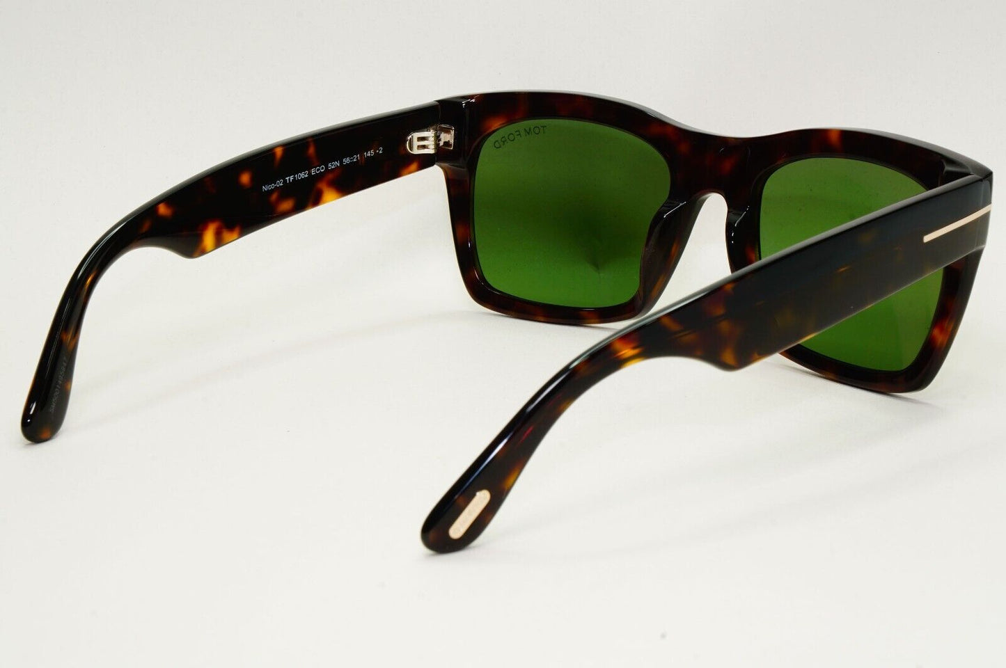 Tom Ford Sunglasses Nico-02 Brown Dark Tortoise Green Square FT1062 TF 1062 52N