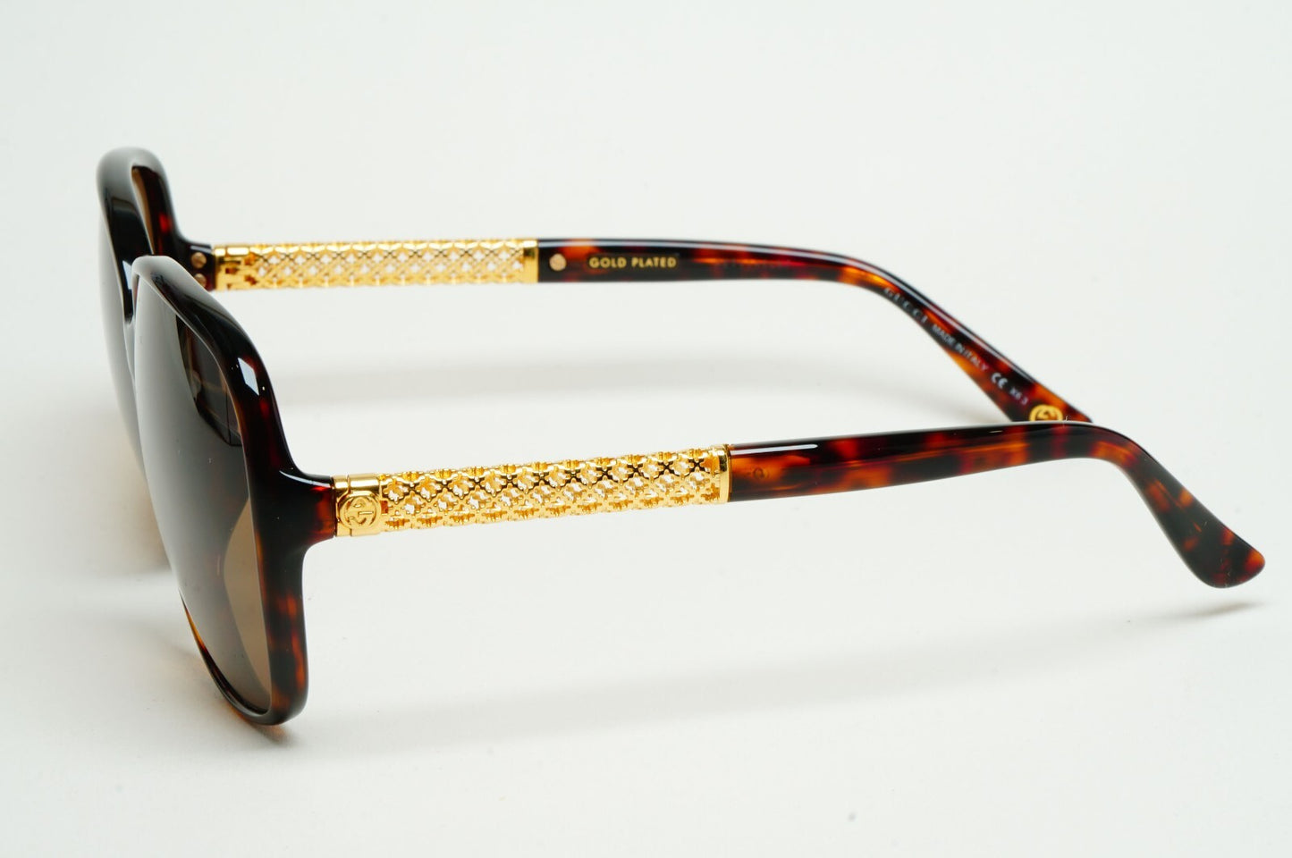 Gucci Sunglasses 2007 Vintage 24k Gold Plated Brown Square GG 3707/F/S 2ZXHA