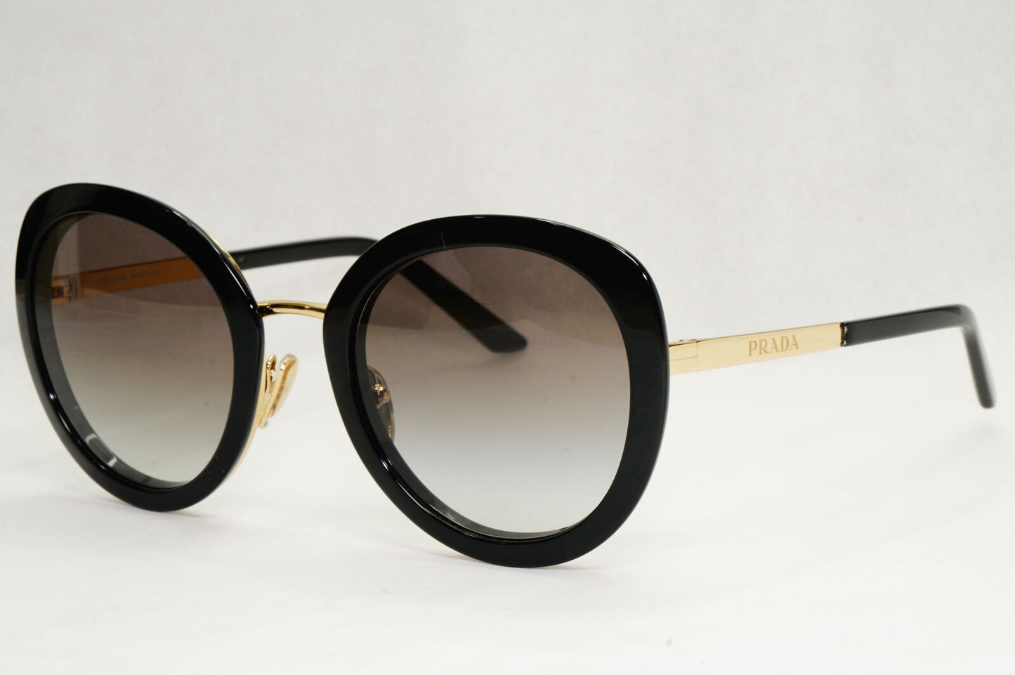Prada Sunglasses Black Gold Grey Gradient Round PR54YS SPR 54Y AAV-0A7 54mm