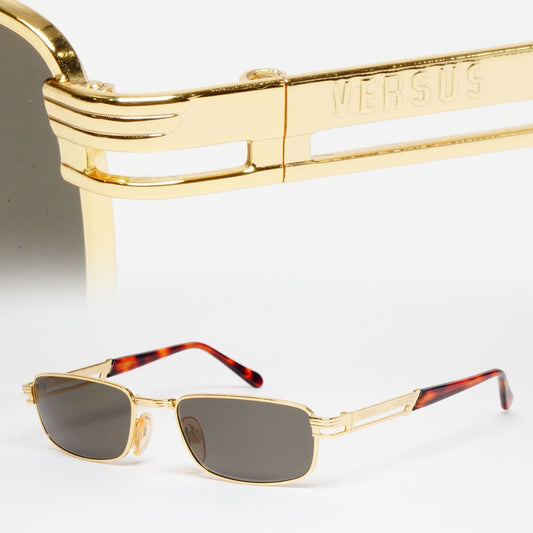 Versus Sunglasses 1996 by Gianni Versace Vintage Gold Grey MOD F20 COL 030