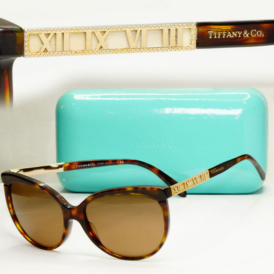 Tiffany & Co 2014 Sunglasses Roman Numerals Brown TF 4097 Atlas 8002/3B 310323