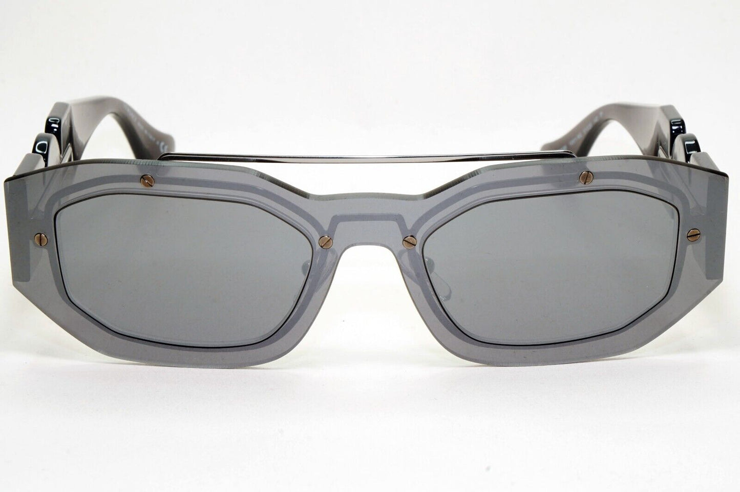 Versace Sunglasses Grey Transparent Mirror Gunmetal Medusa MOD VE 2235 1001/6G