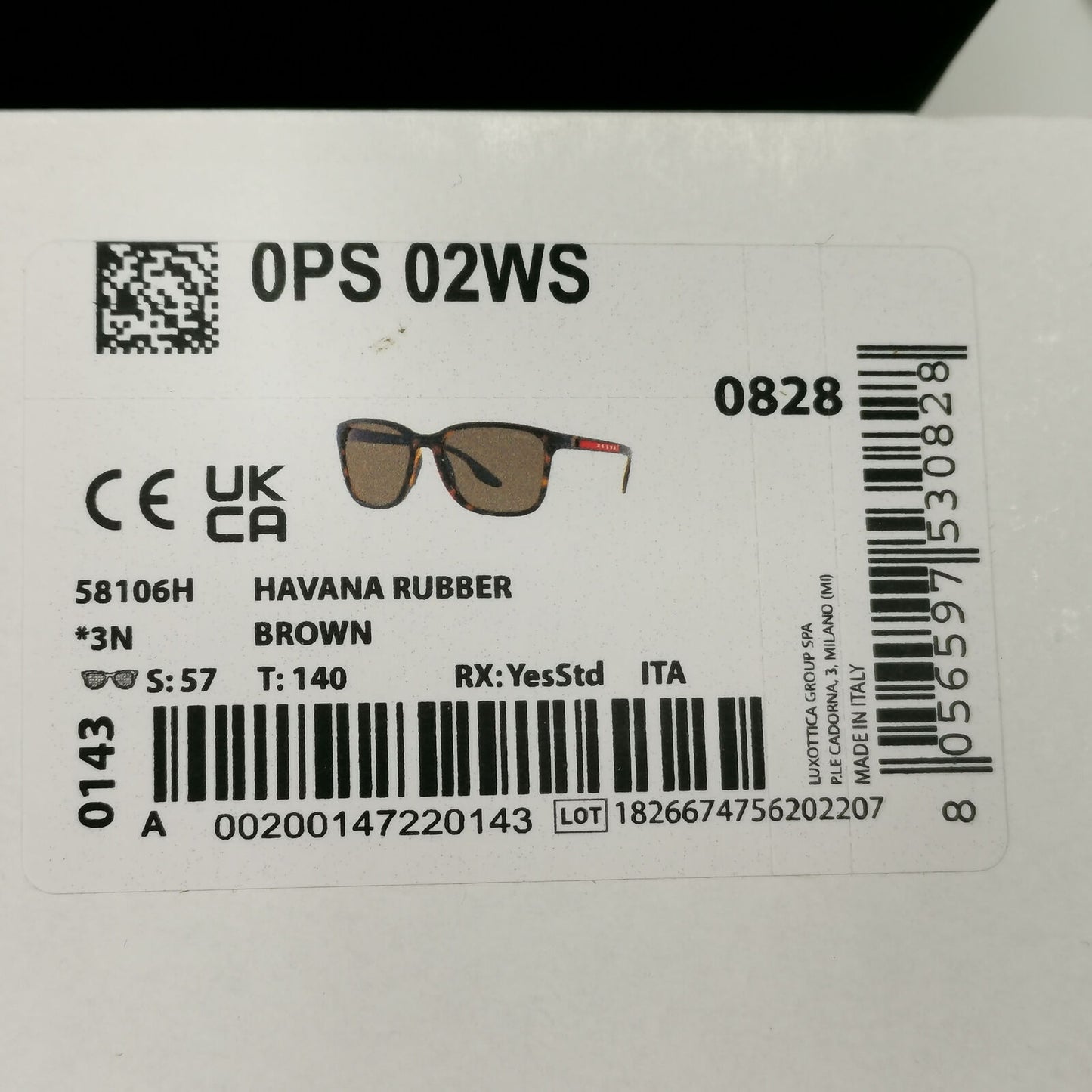 Prada Brown Sunglasses Tortoiseshell Square Red Stripe PS02WS SPS 02W 581-06H