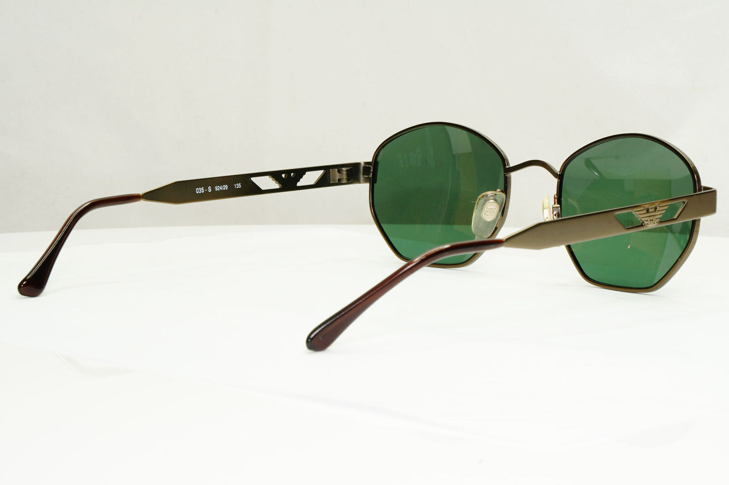 Emporio Armani Sunglasses 1997 Vintage Brown Green Hexagonal Metal 035-S 924/29