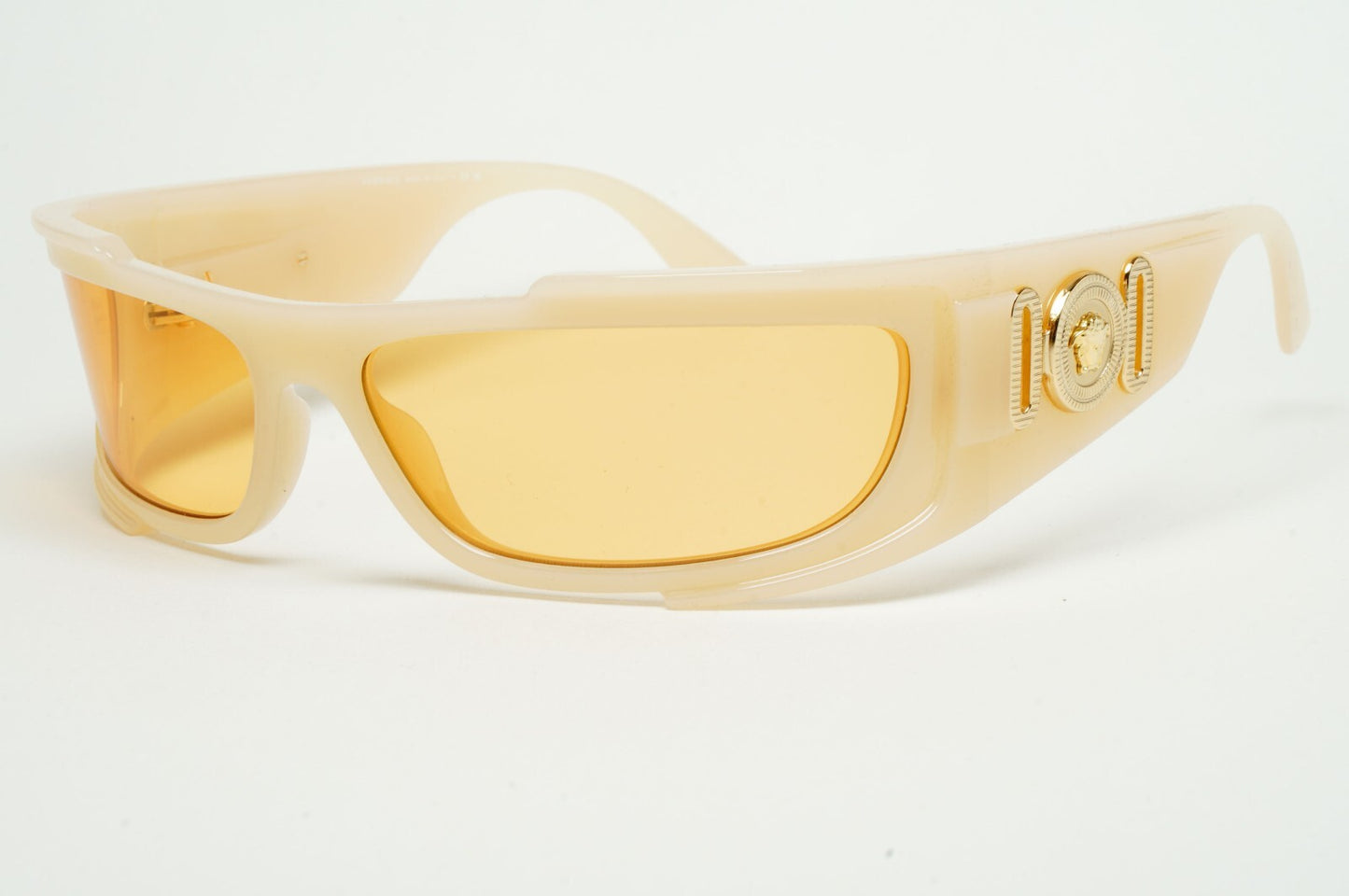Versace Sunglasses Unisex Wrap Gold Medusa Opal Beige Orange MOD VE 4446 5413/7
