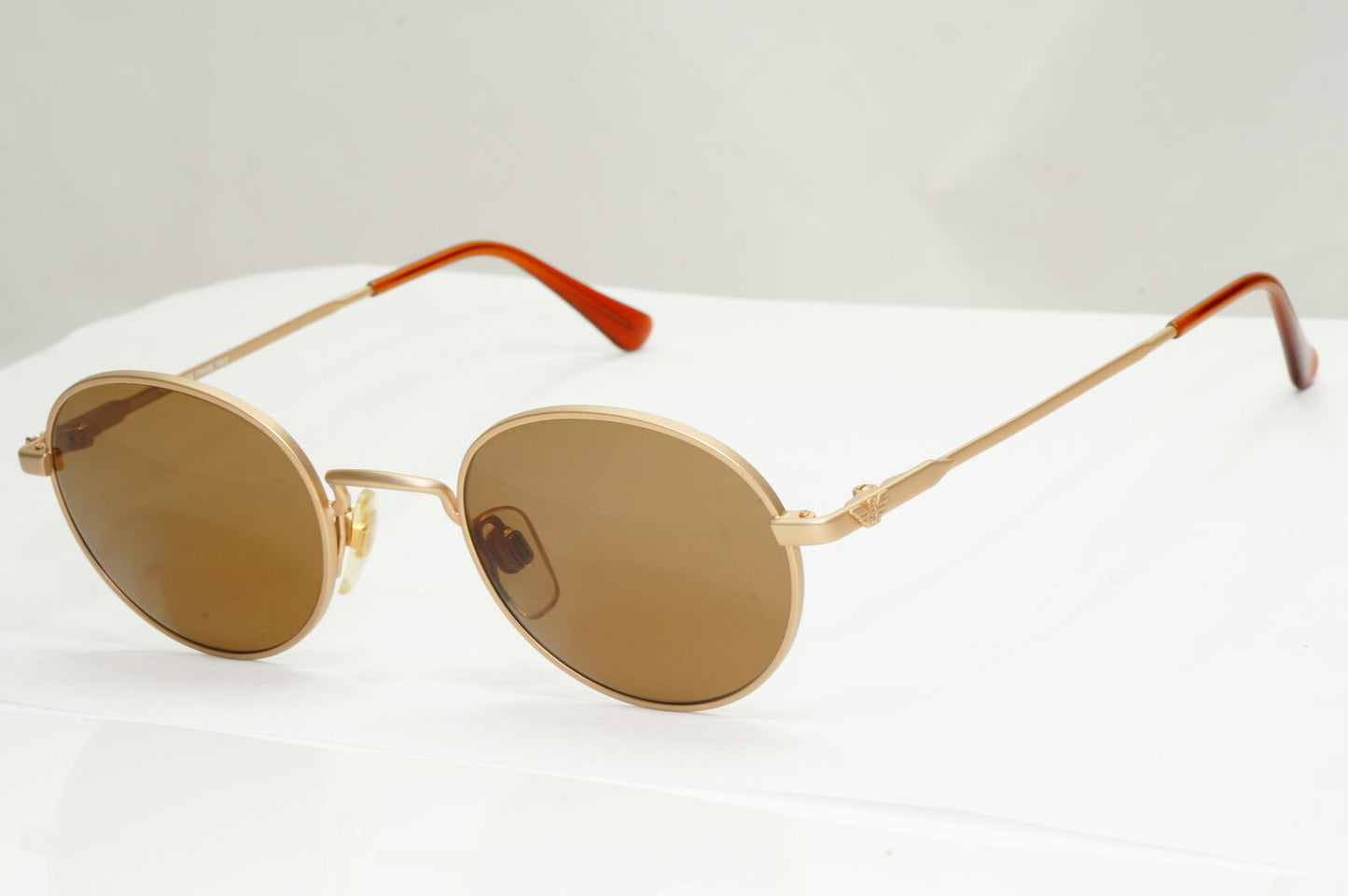 Emporio Armani Sunglasses 1997 Vintage Round Small Gold Brown Eagle 008-S 852