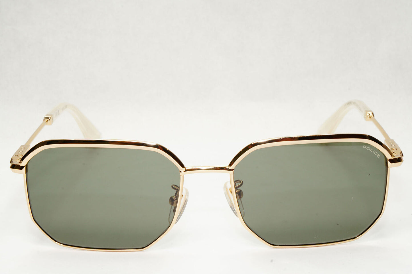 Police Sunglasses Pilot Hexagon Dull Green Gold SPL F73 Horizon 2 COL 0300