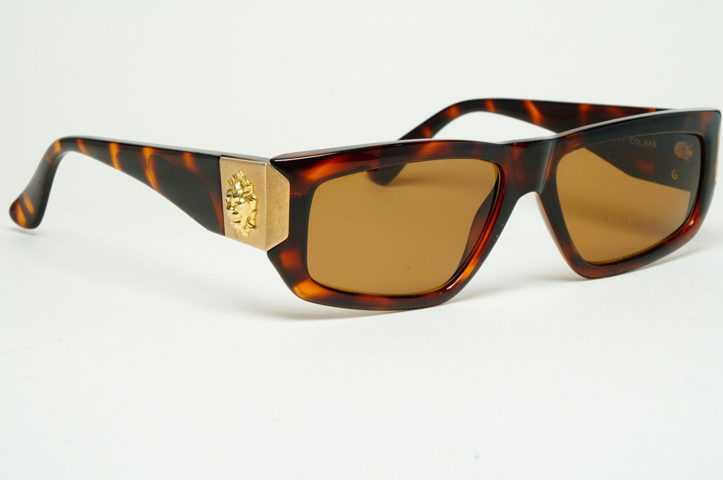 Versus Sunglasses 1996 by Gianni Versace Vintage Gold Lion Brown MOD E07 COL 649