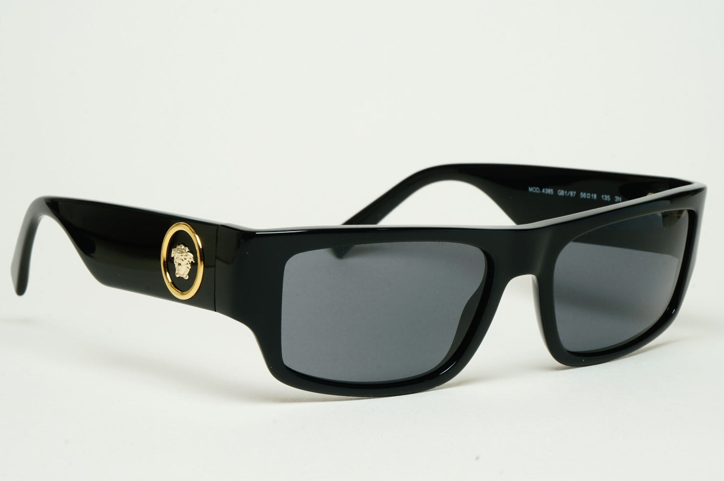 Versace Sunglasses Black Gold Medusa Rectangle RB 4385 GB1/87 56mm